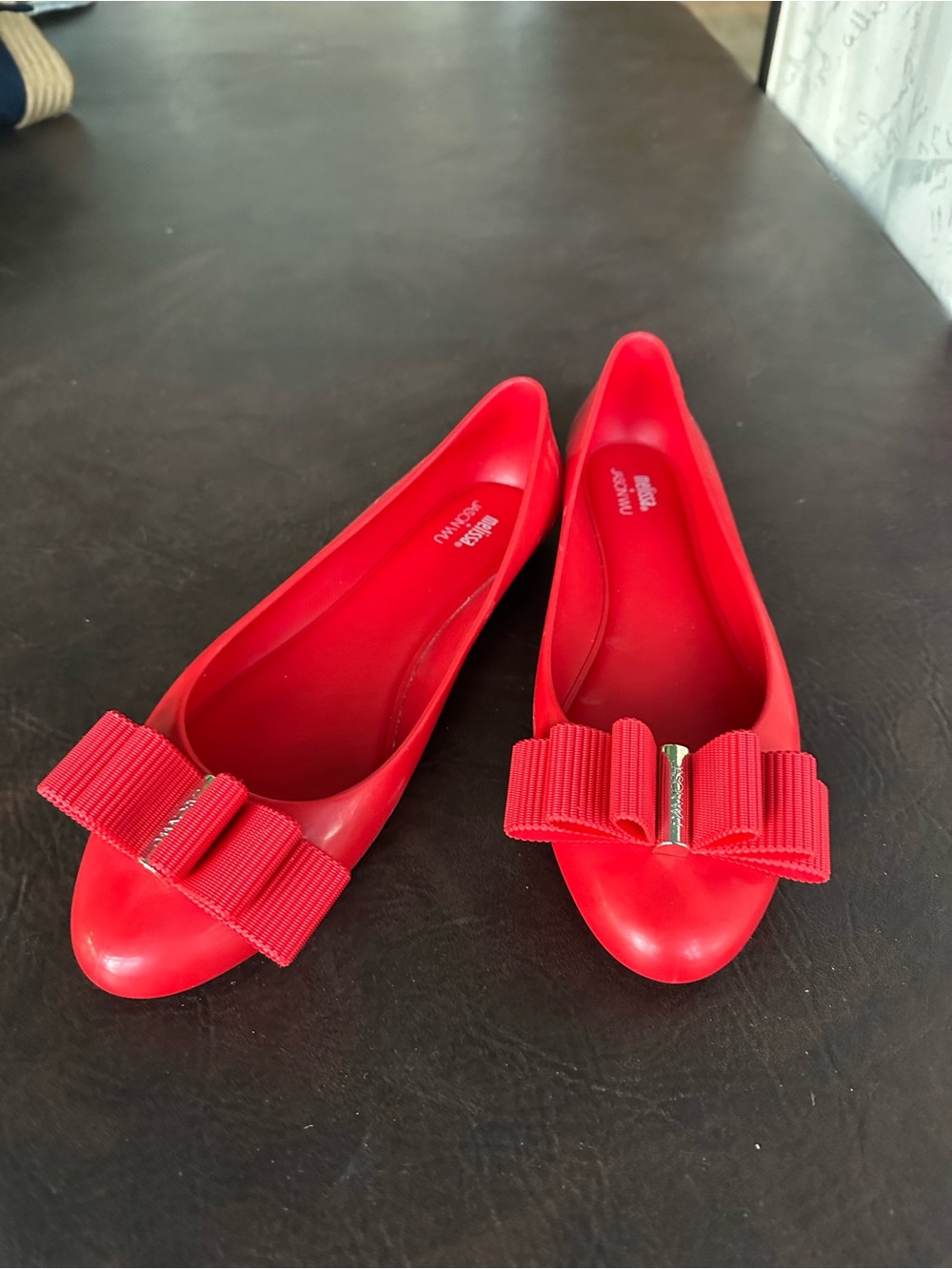 Red Bow-Trim Jelly Ballet Flats – Women's Stylish Slip-Ons